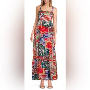 Skies are Blue Women’s Spring Wedding Abstract Print Square Neck Long‎ Dress